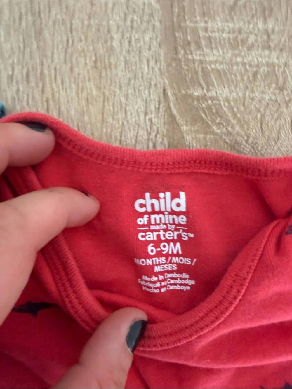 Carter's Red Short-Sleeve Bodysuit with Navy Shark Motif